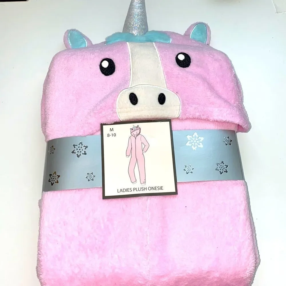 Ladies plush onesie sleepwear one piece unicorn New M 8/10 perfect gift
